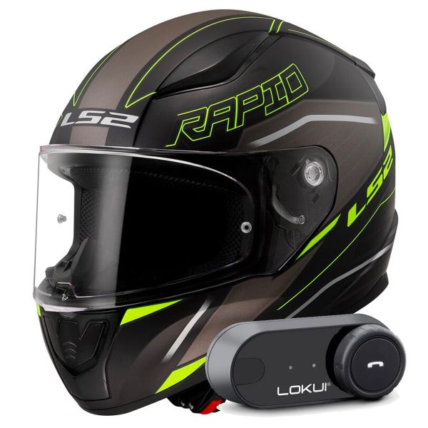 Full Face LS2 Rapid II Rokku Matt Black H-V Yellow FF353 + Kit Bluetooth Lokui K30 Full Face LS2 Rapid II Rokku Matt Black H-V Yellow FF353 + Kit Bluetooth Lokui K30