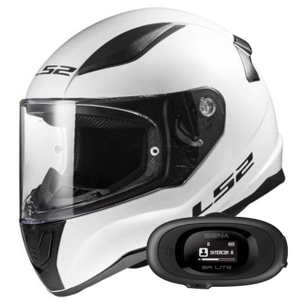 Full Face LS2 Rapid II Solid White FF353 + Kit bluetooth 5R Lite Solo