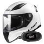 Casque Full Face LS2 Rapid II Solid White FF353 + Kit bluetooth 5R Lite Solo