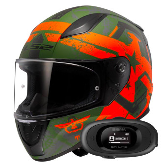 Full Face LS2 Rapid II Thunderbirds Matt Orange FF353 + Kit bluetooth 5R Lite Solo