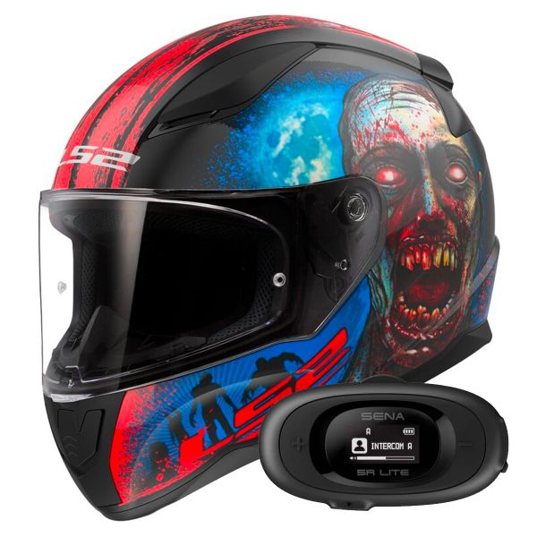 Full Face LS2 Rapid II Zombie Black Red FF353 + Kit bluetooth 5R Lite Solo Full Face LS2 Rapid II Zombie Black Red FF353 + Kit bluetooth 5R Lite Solo