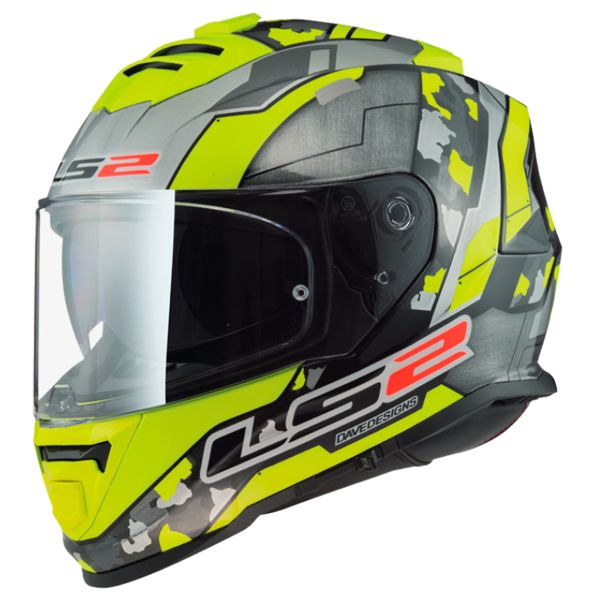 Full Face LS2 Storm Cyborg Matt H-V Yellow Grey FF800