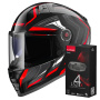 Casque Full Face LS2 Vector II Alizer Black Red FF811 + Kit Bluetooth 4X Cardo