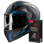 Casque Full Face LS2 Vector II Alizer Matt Black Blue FF811 + Kit Bluetooth 4X Cardo
