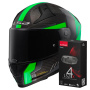 Casque Full Face LS2 Vector II C Grid Matt Fluo Green FF811 + Kit Bluetooth 4X Cardo