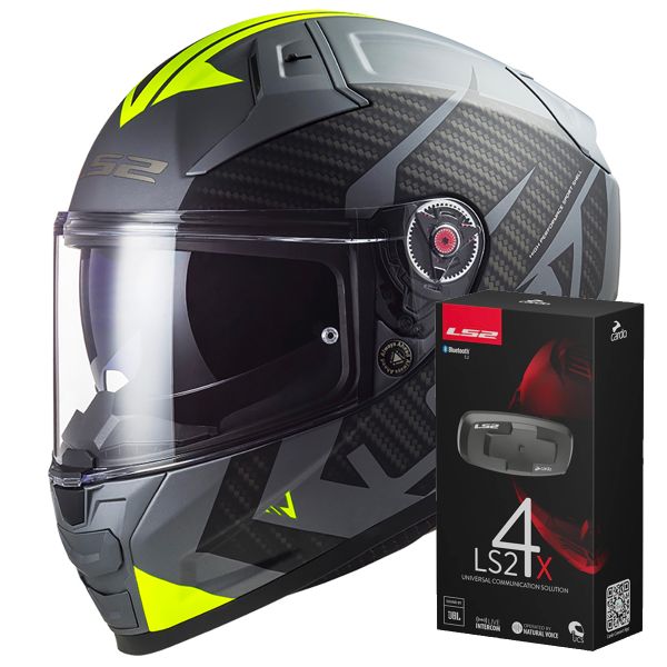 Full Face LS2 Vector II Splitter Titanium H-V FF811 + Kit Bluetooth 4X Cardo