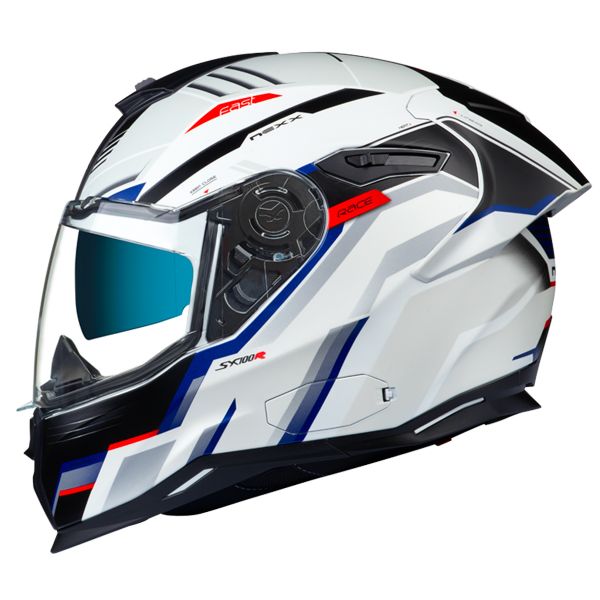 Full Face Nexx SX.100R Gridline White Blue Matt