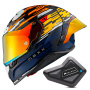Casque Full Face Nexx X.R3R Glitch Racer Orange Blue + Kit Bluetooth BT Mini