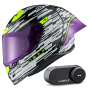 Casque Full Face Nexx X.R3R Glitch Racer White Neon + Kit Bluetooth Lokui K30