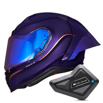 Full Face Nexx X.R3R Hagibis Carbon Purple + Kit Bluetooth BT Mini