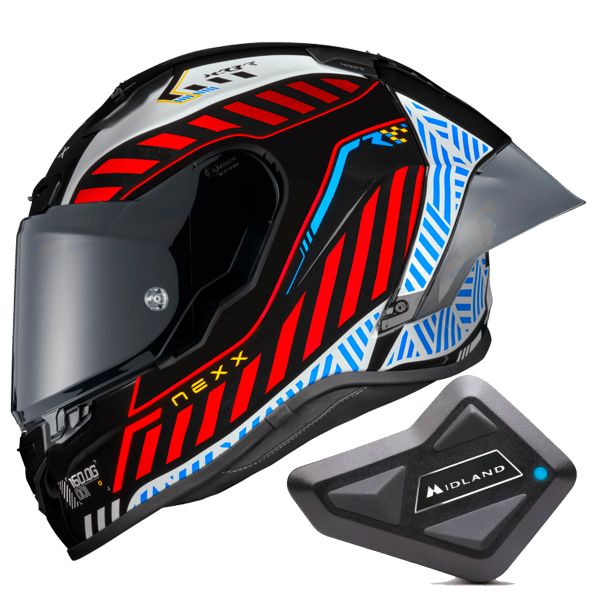 Full Face Nexx X.R3R Out Brake Black White + Kit Bluetooth BT Mini