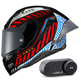 Full Face Nexx X.R3R Out Brake Black White + Kit Bluetooth Lokui K30