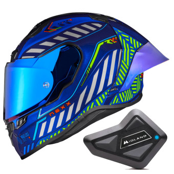 Full Face Nexx X.R3R Out Brake Indigo Blue + Kit Bluetooth BT Mini