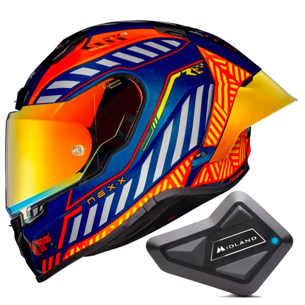 Full Face Nexx X.R3R Out Brake Orange + Kit Bluetooth BT Mini