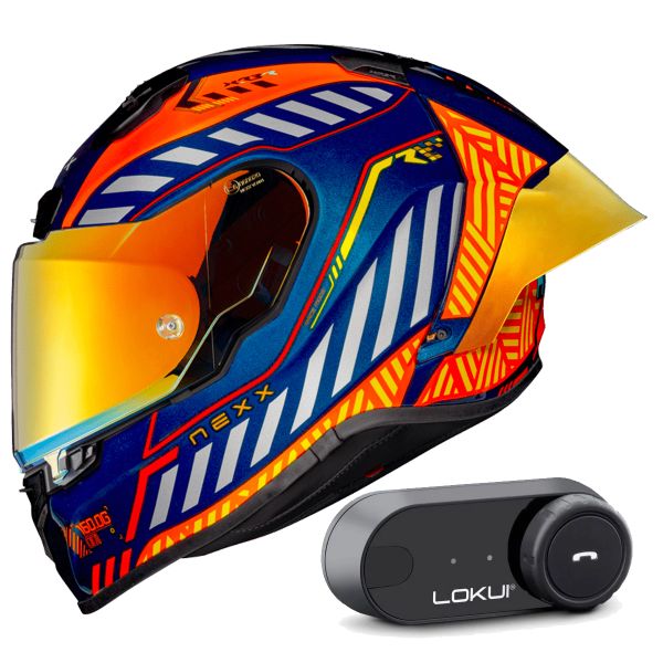 Full Face Nexx X.R3R Out Brake Orange + Kit Bluetooth Lokui K30