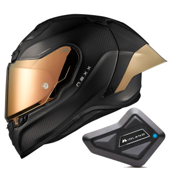 Full Face Nexx X.R3R Zero Pro 2 Carbon Gold Matt + Kit Bluetooth BT Mini