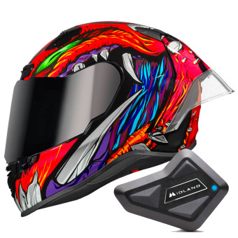 Full Face Nexx X.R3R Zorga Orange Green + Kit Bluetooth BT Mini