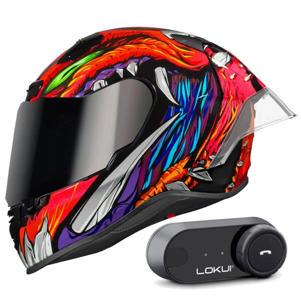 Full Face Nexx X.R3R Zorga Orange Green + Kit Bluetooth Lokui K30