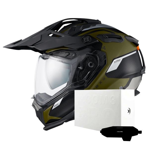 Full Face Nexx X.WED3 Keyo Green Silver Matt + X.COM 3 Pro