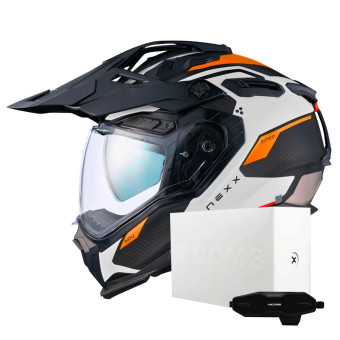 Casque Full Face Nexx X.WED3 Keyo White Orange Matt + X.COM 3 Casque Full Face Nexx X.WED3 Keyo White Orange Matt + X.COM 3