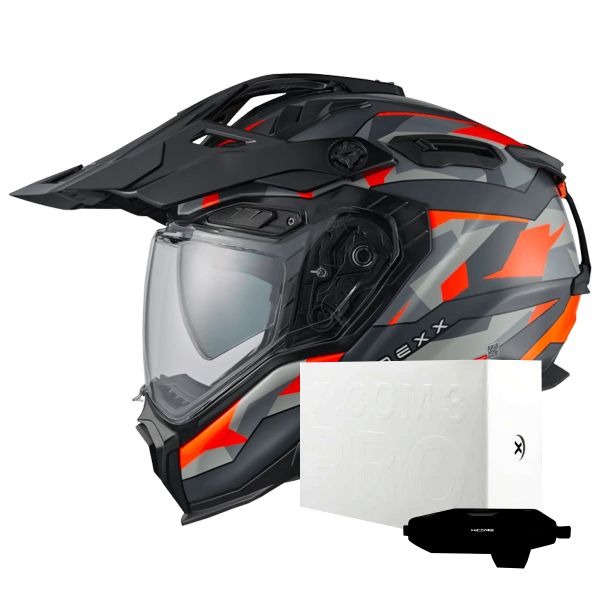Full Face Nexx X.WED3 Trailmania Grey Orange Matt + X.COM 3 Pro