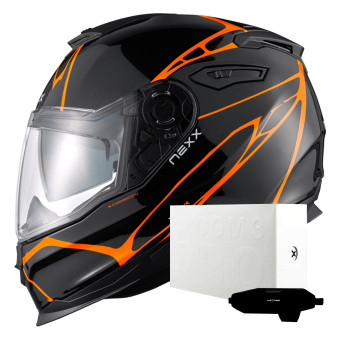 Full Face Nexx Y.100 B-Side Black Orange + X.COM 3 Pro