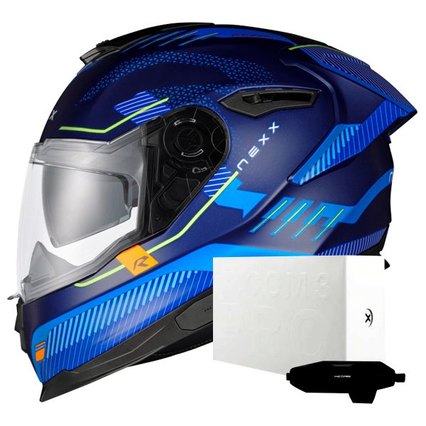 Full Face Nexx Y.100R Baron Indigo Blue Matt + X.COM 3 Pro