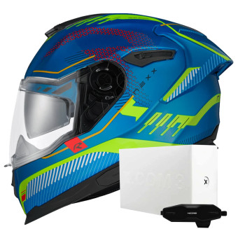 Full Face Nexx Y.100R Baron Sky Blue Neon + X.COM 3