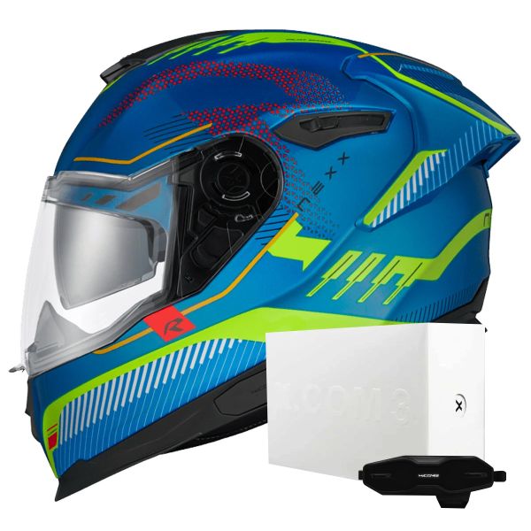 Full Face Nexx Y.100R Baron Sky Blue Neon + X.COM 3