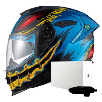 Full Face Nexx Y.100R Night Rider Sky Blue + X.COM 3 Pro