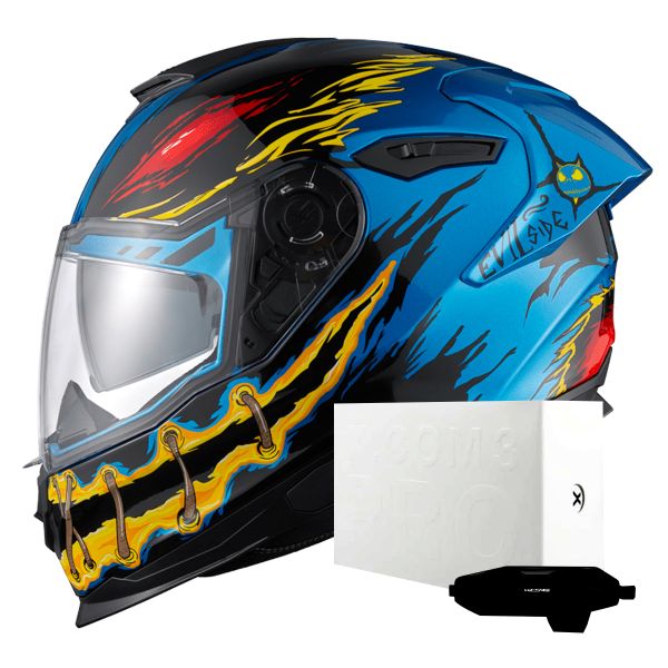 Full Face Nexx Y.100R Night Rider Sky Blue + X.COM 3 Pro