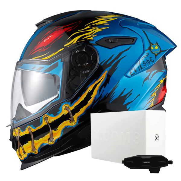 Full Face Nexx Y.100R Night Rider Sky Blue + X.COM 3