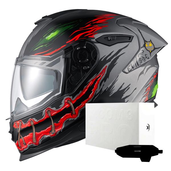 Full Face Nexx Y.100R Night Rider Titanium Matt + X.COM 3 Pro