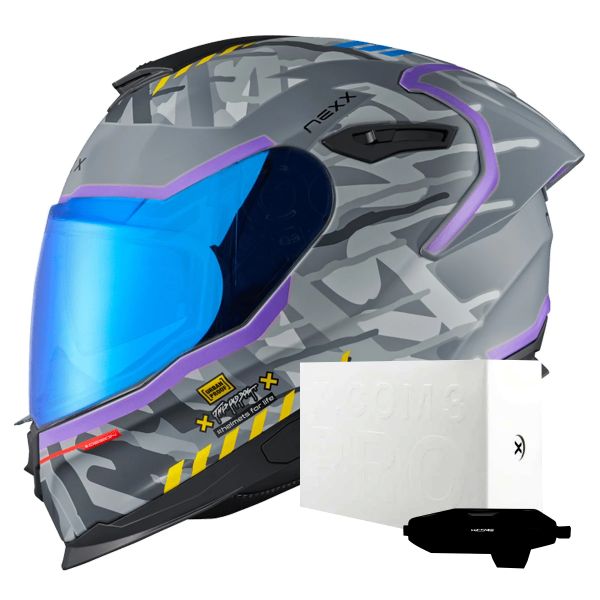 Full Face Nexx Y.100R Urbangram Nardo Grey Matt + X.COM 3 Pro