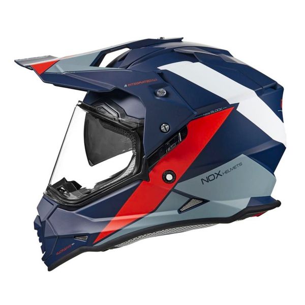 Full Face NOX N312 Block Blue Matt Red