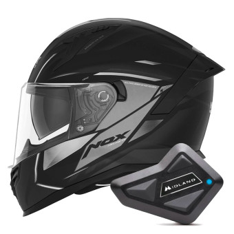 Full Face NOX N401 Xeno Matt Black Titanium + Kit Bluetooth BT Mini
