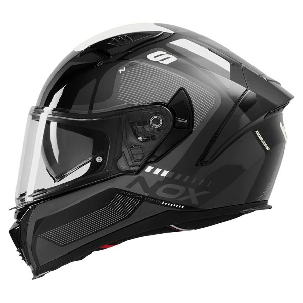 Full Face NOX N402 Mentor Black White Shiny