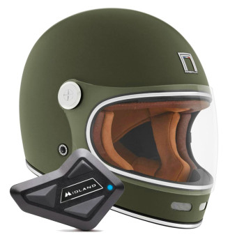 Full Face NOX Revenge Matt Kaki + Kit Bluetooth BT Mini