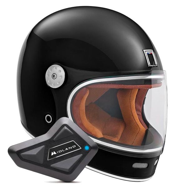 Full Face NOX Revenge Shiny Black + Kit Bluetooth BT Mini