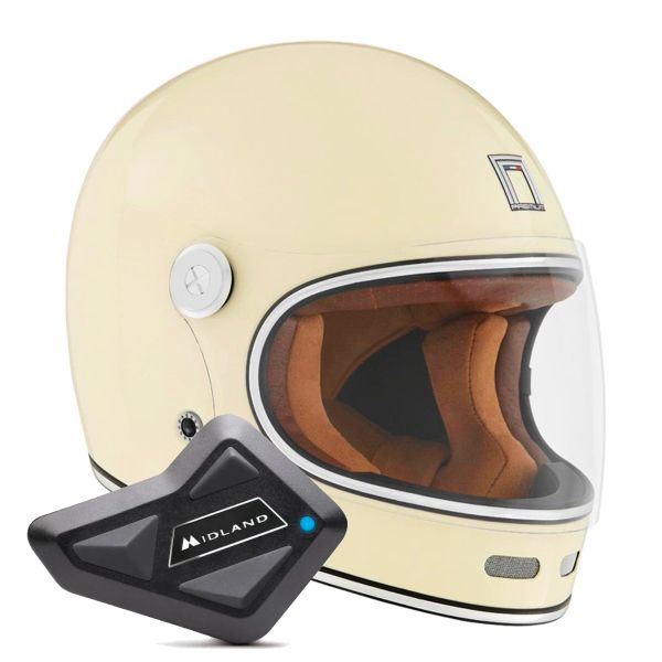 Full Face NOX Revenge Shiny Cream + Kit Bluetooth BT Mini