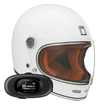 Full Face NOX Revenge Shiny White + Kit bluetooth 5R Lite