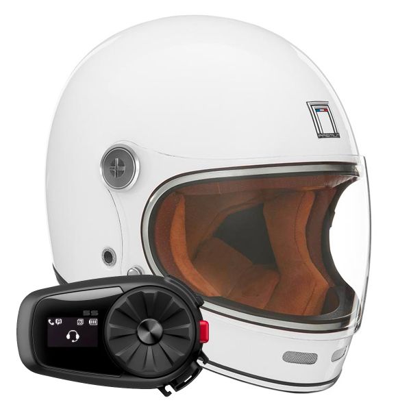 Full Face NOX Revenge Shiny White + Kit Bluetooth 5S Solo