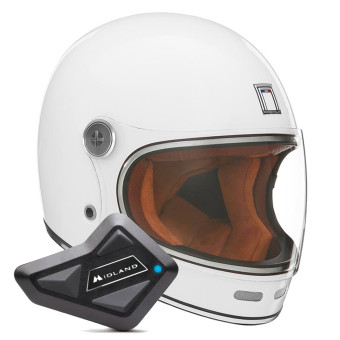 Full Face NOX Revenge Shiny White + Kit Bluetooth BT Mini