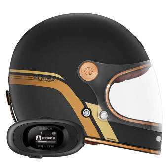 Full Face NOX Revenge Strobe Matt Black Gold + Kit bluetooth 5R Lite