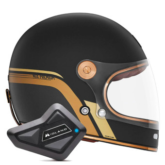Full Face NOX Revenge Strobe Matt Black Gold + Kit Bluetooth BT Mini