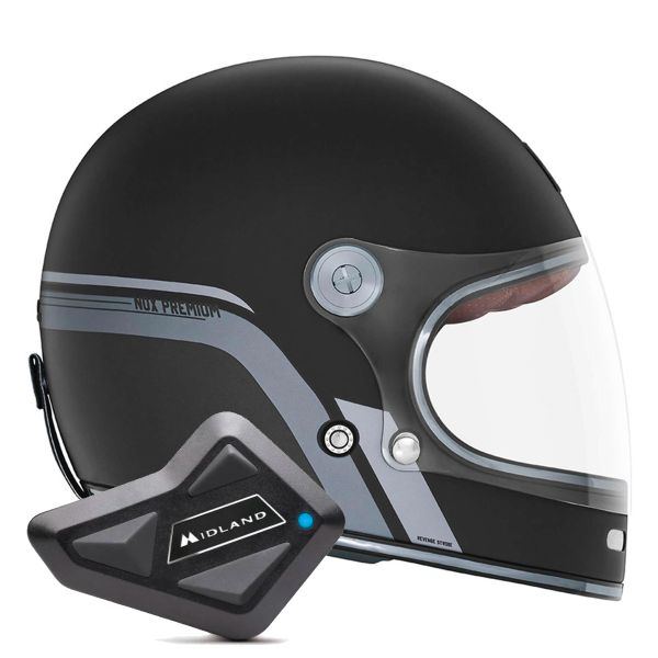 Full Face NOX Revenge Strobe Matt Black Titanium + Kit Bluetooth BT Mini