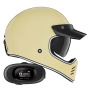 Casque Full Face NOX Seventy II Ivory + Kit bluetooth 5R Lite