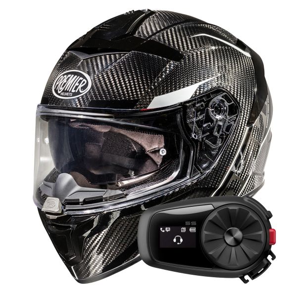 Full Face Premier Devil Carbon ST8 + Kit Bluetooth 5S Solo Full Face Premier Devil Carbon ST8 + Kit Bluetooth 5S Solo