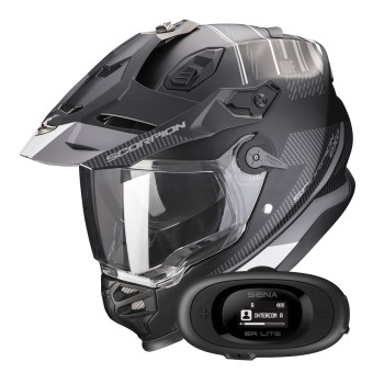 Full Face Scorpion ADF 9000 Air Desert Matt Black Silver + Kit bluetooth 5R Lite Solo