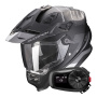 Casque Full Face Scorpion ADF 9000 Air Desert Matt Black Silver + Kit Bluetooth 5S Solo